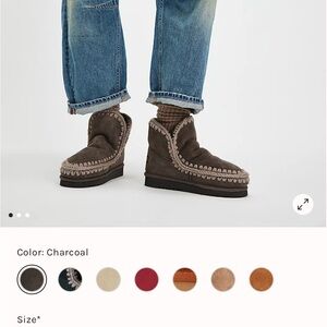 Mou Brown Moccasin Boots (called Charcoal)
Brand new in box.
Cozy and so pretty.